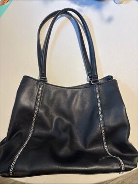 INC International Concepts Black Chain-Trim Tote Bag